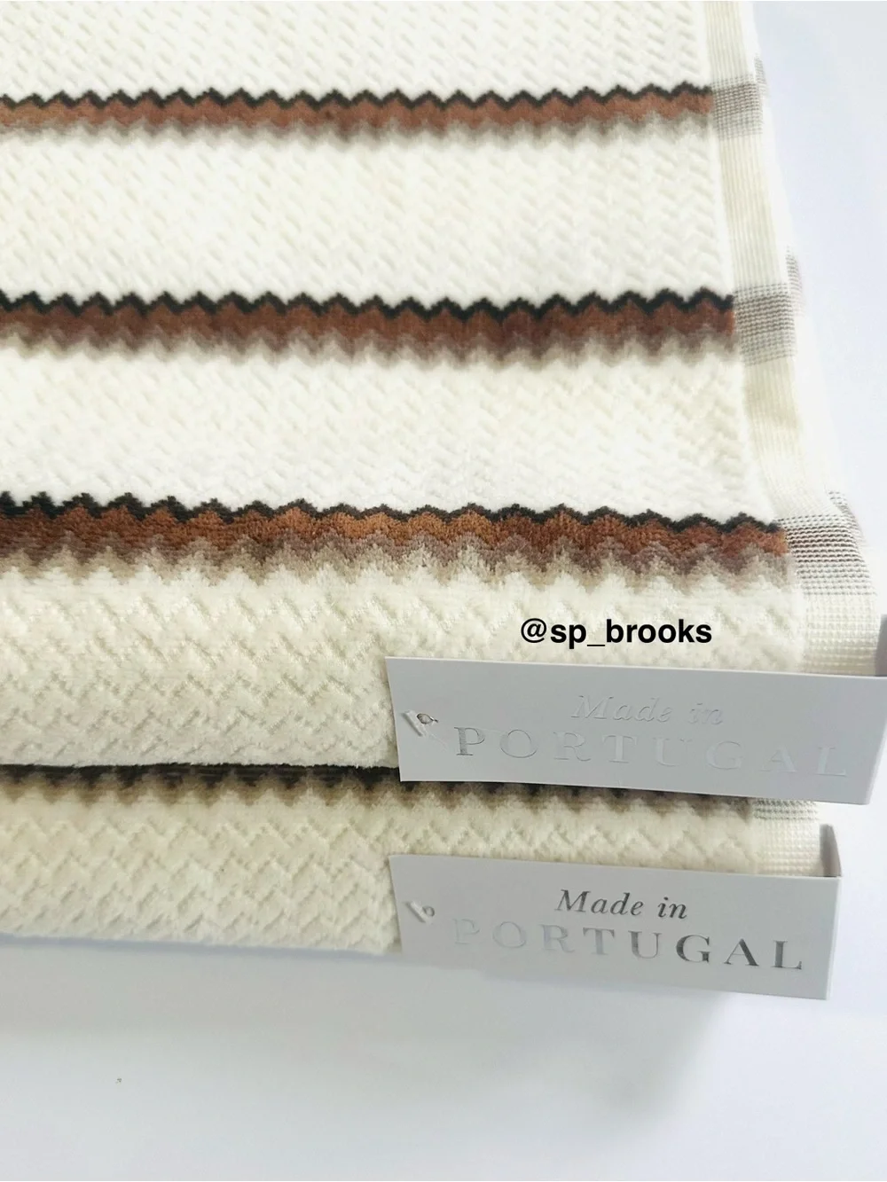 🎁6PC FELPINTER Bath Towel Set - Portugal Cotton Cream Zigzag Textured Towels